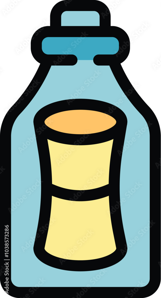 Aufkleber message in a bottle with cork lid floating on water, a simple icon in trendy flat style