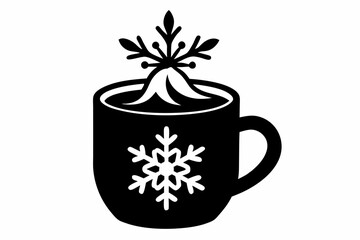 Hot Cocoa Mug silhouette vector, snowflake icon