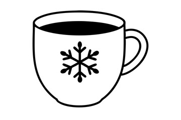 Hot Cocoa Mug silhouette vector, snowflake icon