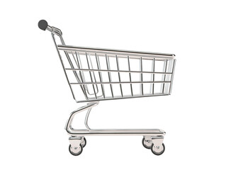 empty shopping cart on isolated white background
