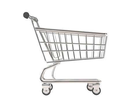empty shopping cart on isolated white background
