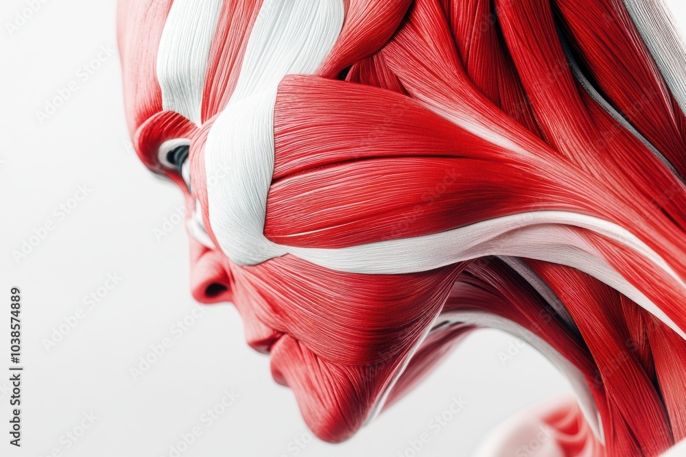 Leinwandbilder this close-up shows a striking representation of human muscle anatomy, emphasizing intricate red and