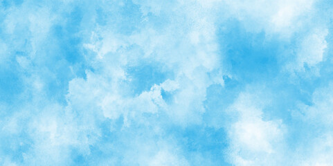 blue sky with clouds background, abstract watercolor background illustration, painted white clouds with pastel blue sky, Brush paint blue paper textured canvas element with clouds.
