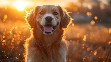 Golden Retriever in Sunset
