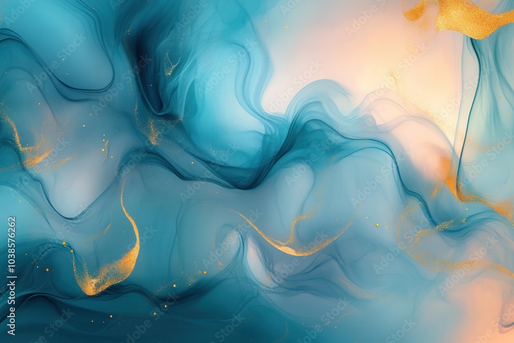 Poster graceful liquid ink artwork with flowing design. gentle and ethereal backdrop creation. fusion of to