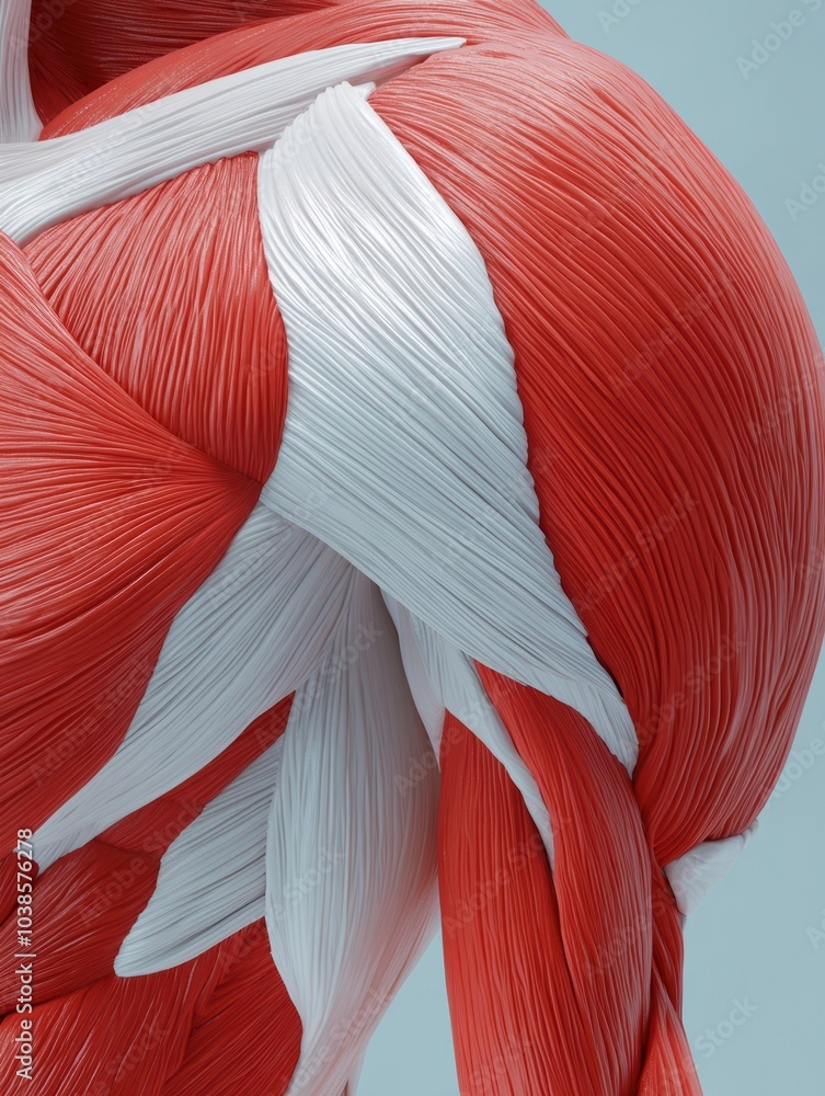 Aufkleber this detailed representation features a close-up of muscle anatomy, highlighting the textures and co