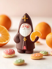 Saint Nicolas en chocolat avec quartier de mandarine, 6 décembre