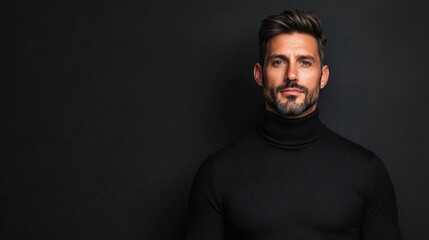 Obraz premium Confident man in black turtleneck portrait
