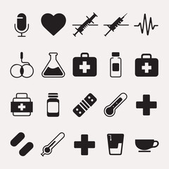 Obraz premium Medical and healthcare icon set vector illustration. Generative Ai 