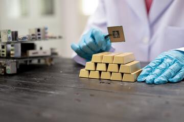 Technicians meticulously repair electronic components to turn them into precious gold. This process...