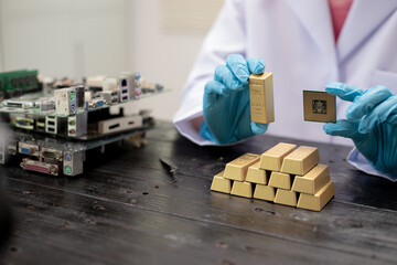 Technicians meticulously repair electronic components to turn them into precious gold. This process...