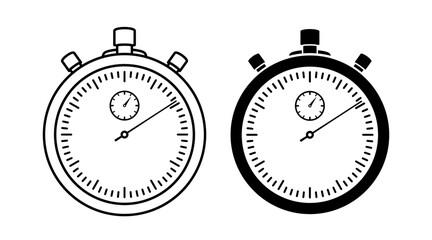 Stopwatch Vector Icons in Outline and Glyph Styles