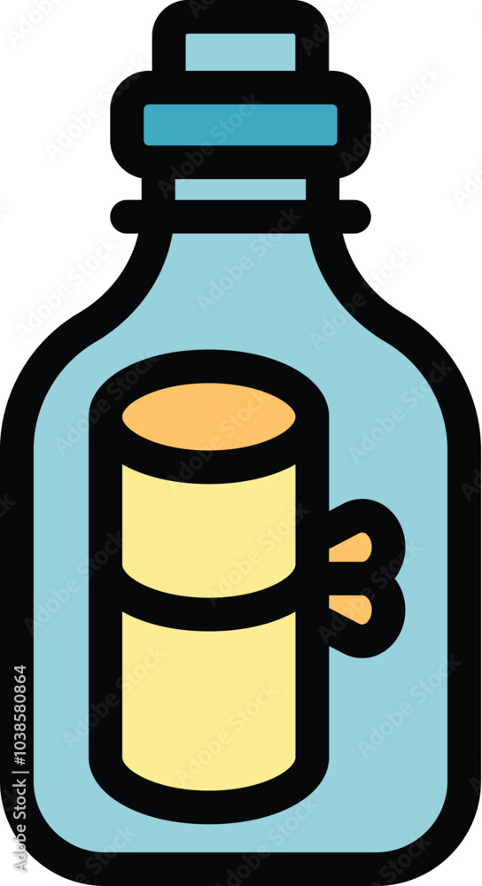 Poster message in a bottle is floating on the ocean waves, waiting to be found by someone who will read the