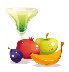 Fruits juice smoothie cocktail isolated concept. Vector flat graphic design illustration