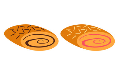 Bun roll cream baking bakery food bread isolated concept. Vector flat graphic design illustration