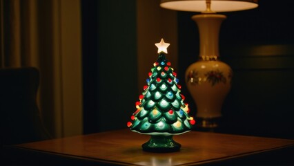 This vintage ceramic Christmas tree captures timeless holiday charm. With its classic design and glowing lights, it's a perfect decoration for a retro-themed Christmas.