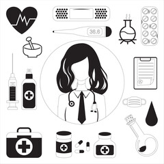 Medical Outline icons illustration 