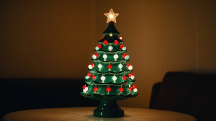 This vintage ceramic Christmas tree captures timeless holiday charm. With its classic design and glowing lights, it's a perfect decoration for a retro-themed Christmas.
