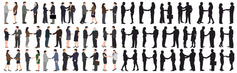 Obraz premium Growth. Agreement. Business people shaking hands after signing contract. Concept business vector illustration. 