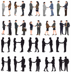 silhouette and vector illustration of people shaking hands

