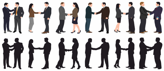 businessman and businesswoman in a suit shaking hands