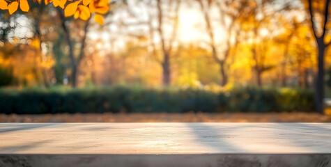 Autumn Tabletop with Blurred Background