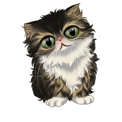 cartoon of cat breeds, A Persian kitten