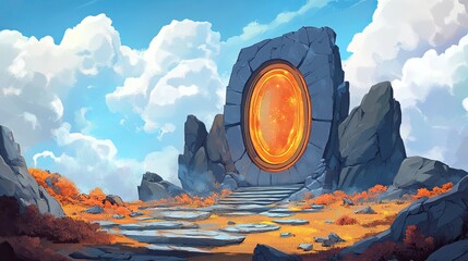 Portal game asset for mobile game, sci-fi, platformer, adventure genre