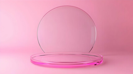 Obraz premium Empty Glass Podium on Pink Background