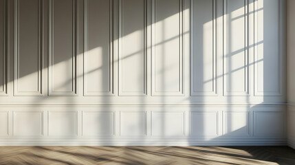Obraz premium Elegant White Paneled Wall with Beautiful Shadows