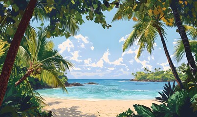 Fototapeta premium tree on the beach,a_tropical_beach,generation AI