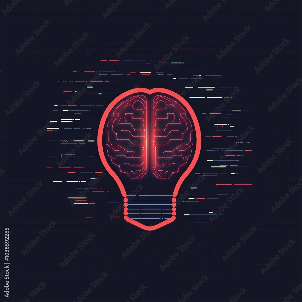 Wall mural Brain in Lightbulb - Digital Concept.