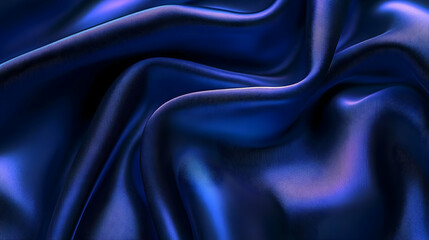 Fototapeta premium Dark Blue Silk Fabric Close-Up Textures
