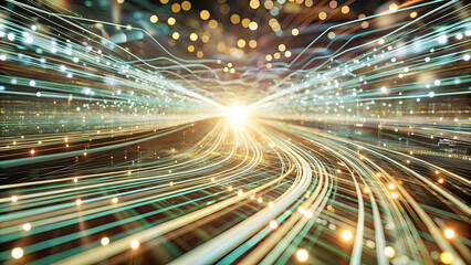 Abstract digital background with data flow connecting future and present, can be used to describe network capabilities, technology processes, science, education