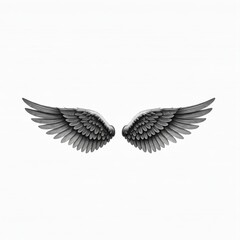 Naklejka premium Angel wings. Black and white image.