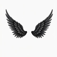 Obraz premium Black angel wings. Black and white image.