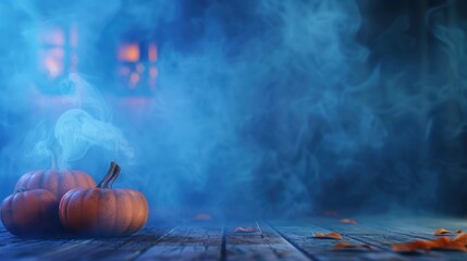 Spooky Pumpkins in Blue Smoke