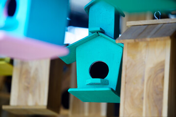 Colorful Birdhouses in a Charming Outdoor Display