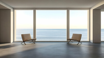 Fototapeta premium Modern Minimalist Room with Concrete Floors
