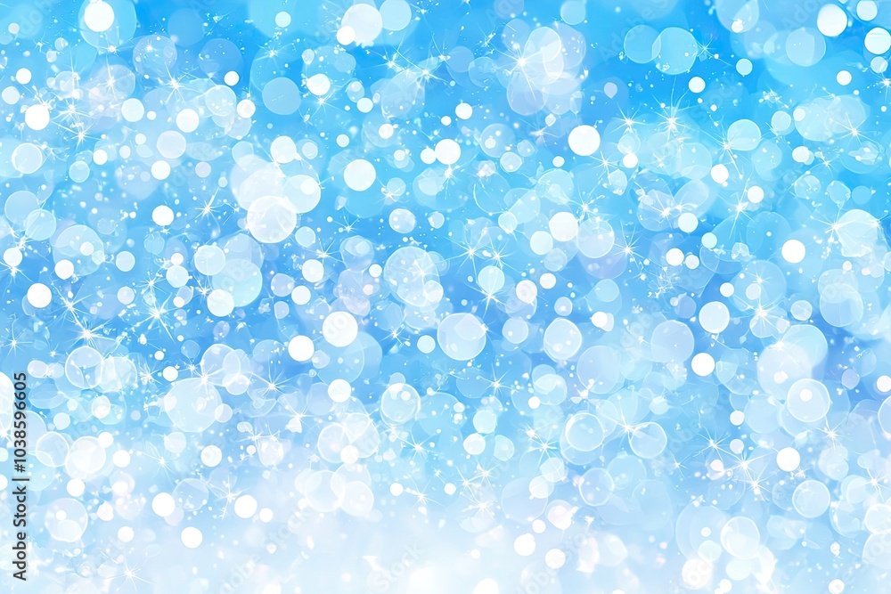 Poster beautiful bokeh effect on a blue backdrop, creating a dreamy and soft aesthetic.