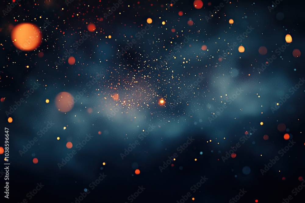 Poster abstract colorful bokeh lights on a dark background, creating a dreamy atmosphere.