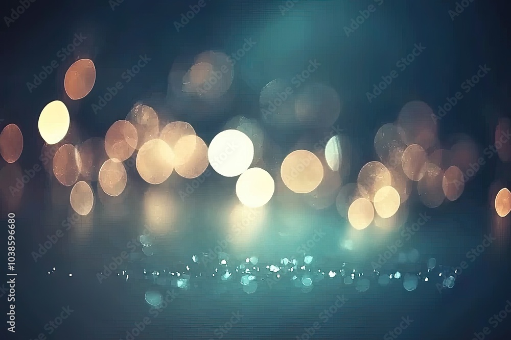 Poster abstract bokeh lights on dark background, ethereal and dreamy visual effect.