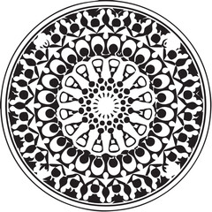Intricate Mandala Pattern Design Symmetrical Line Art for Decoration Coloring