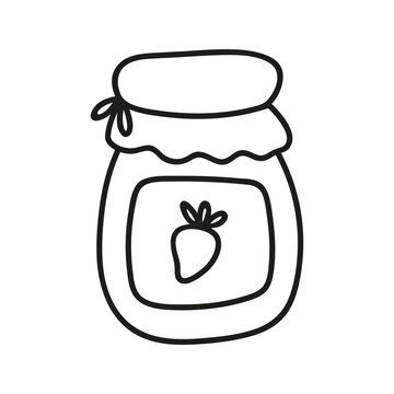 recommend clip art: Sweet berries jam in jar. Hand drawn doodle illustration.