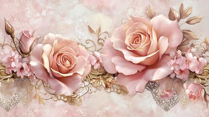 Beautiful Soft Pink Roses Bouquet – Timeless Vintage Floral Painting