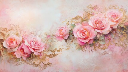 Beautiful Soft Pink Roses Bouquet – Timeless Vintage Floral Painting