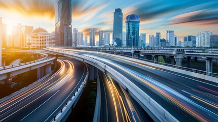"Cityscape in Motion: The Dynamic Flow of Traffic on the Highway"