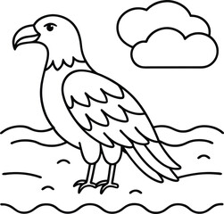 Eagle Line Art Vector Illustration Design