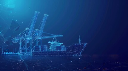 Navigating Trade: Low Poly Wireframe Design for Modern Cargo Logistics"