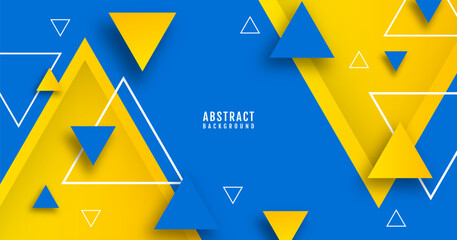 3D blue yellow abstract background overlap layer on bright space with cutout shape effect decoration. Modern graphic design element triangles style concept for banner, flyer, card, or brochure cover